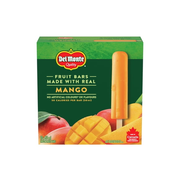 DEL MONTE Mango Frozen Fruit Bars, Made with Real Mango, 50 Cal per Serving, 10 x 50 ml
