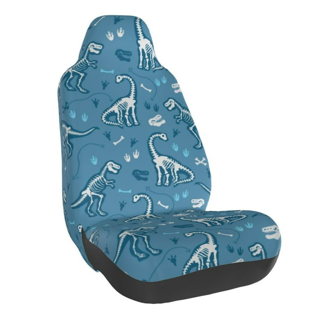 Wukai Dinosaur Skull Full Set Car Seat Covers with Soft Padding Universal Auto Front Seats Protector and Cushion Mat