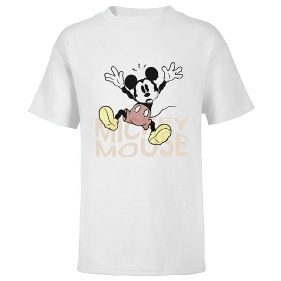 Disney Mickey Mouse Spooky Wiggly Silly Retro Distressed - Short Sleeve T-Shirt for Kids - Customized-White