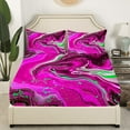 thumbnail image 3 of Pink Marble Bed Sheets Set Purple Watercolor Full Size Sheet Sets, Marbling Sheets Modern Aesthetic Bed Set, Metallic Sequin Flat Sheet Luxurious Bedroom Decoration, 3 of 5
