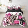 thumbnail image 2 of Feelyou Women High Heel Bedding Comforter Set 7 Pieces, Leopard Cheetah Print Full Bedding Set, Chic Fashion Perfume Reversible Fitted Sheet Flat Sheet, Lightweight Room Decor, 2 of 7