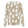 thumbnail image 3 of Makaor Sweatshirts for Women Halloween Crew Neck Tops Fleece Long Sleeve Pullover Casual Fall Clothes Khaki M, 3 of 4