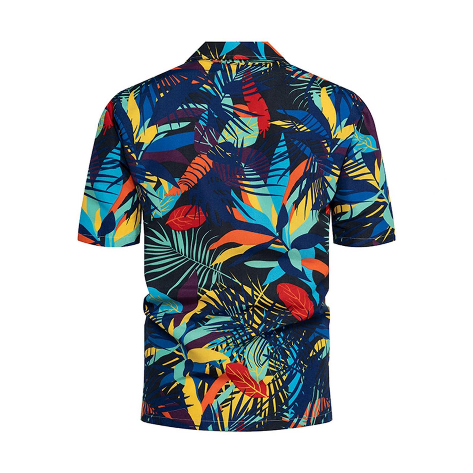 ELETOP Men's Hawaiian Shirt Quick Dry Tropical Aloha Shirts Short Sleeve Beach Holiday Casual Cuban Shirts