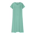 thumbnail image 6 of UVEASISHA Linen Casual Dresses for Women Flowy V Neck Short Sleeve Solid Maxi Dress 2025 Lightweight Comfy Beach Sundress Mint Green L, 6 of 6