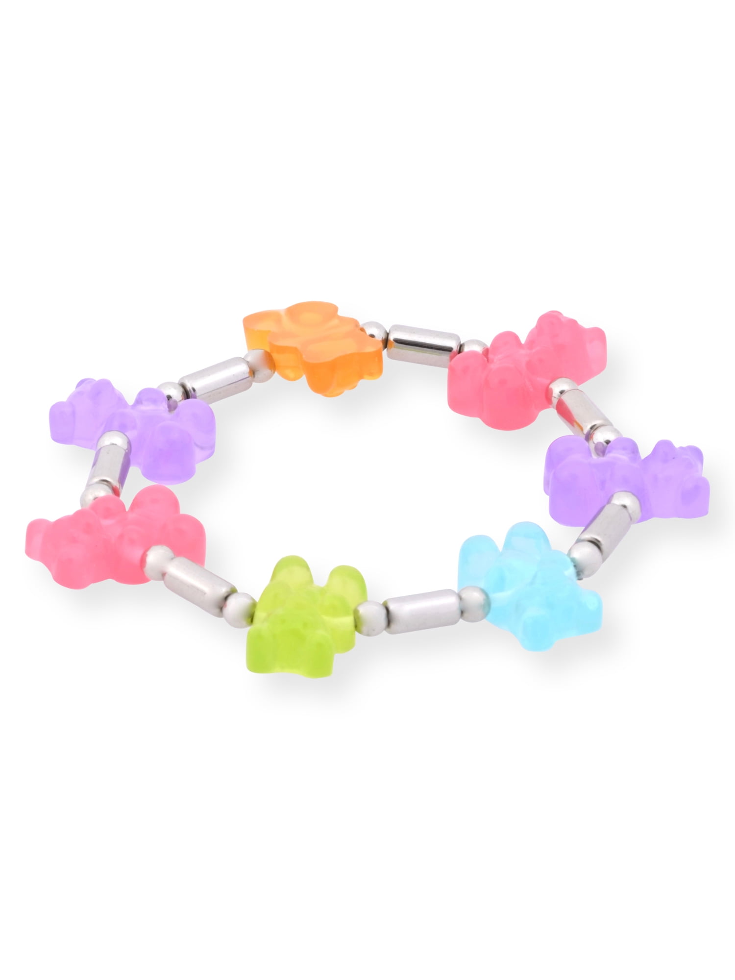 Justice Multi Color Strap LED Watch with Gummy Bracelets Set