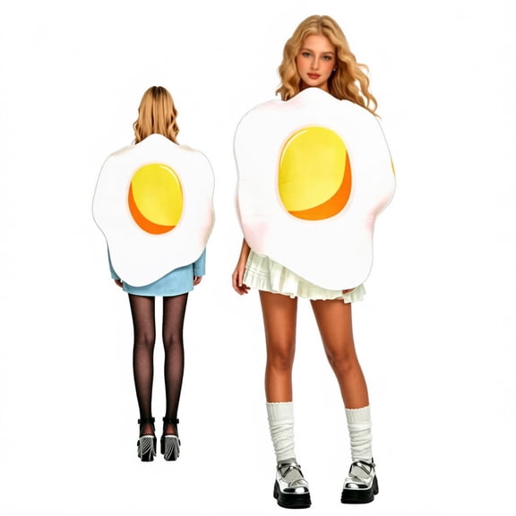 FASHOFT Adult Fried Egg Halloween Costumes Funny Sponge Food Cosplay Outfit Couples Novelty Party Stage Performance Dress Up Halloween Costume A