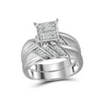 thumbnail image 2 of 10kt White Gold His Hers Round Diamond Square Matching Wedding Set 1/3 Cttw, 2 of 4