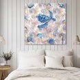 thumbnail image 4 of Sea Turtle Wall Art Painting on Canvas, Summer Coastal Nautical Coral Seahorse Canvas Art Home Prints Wall Art Framed Modern Artwork for Living Room Bedroom Wall Decor 20x20in, 4 of 9