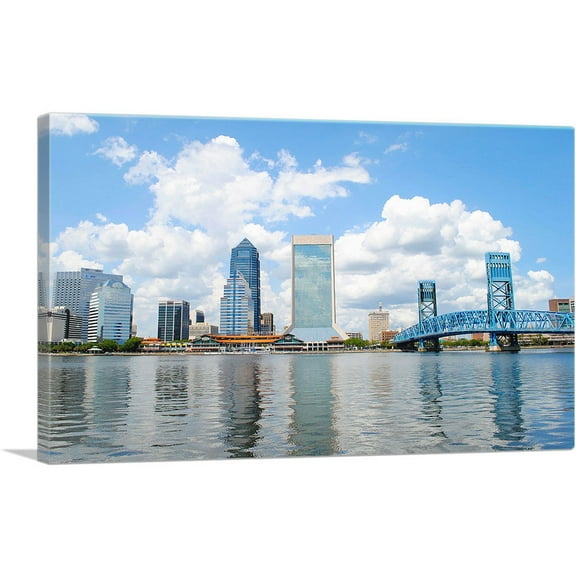 ARTCANVAS Jacksonville Florida City Skyline Canvas Art Print - Size: 26" x 18" (0.75" Deep)