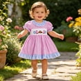 thumbnail image 2 of Tfken Girls Dresses Soft Comfy Holiday Travel Girls Comfortable Dresses Fashion Plaid Short Sleeve A Line Children Cute Clothes Size 6-12 Months, 2 of 6