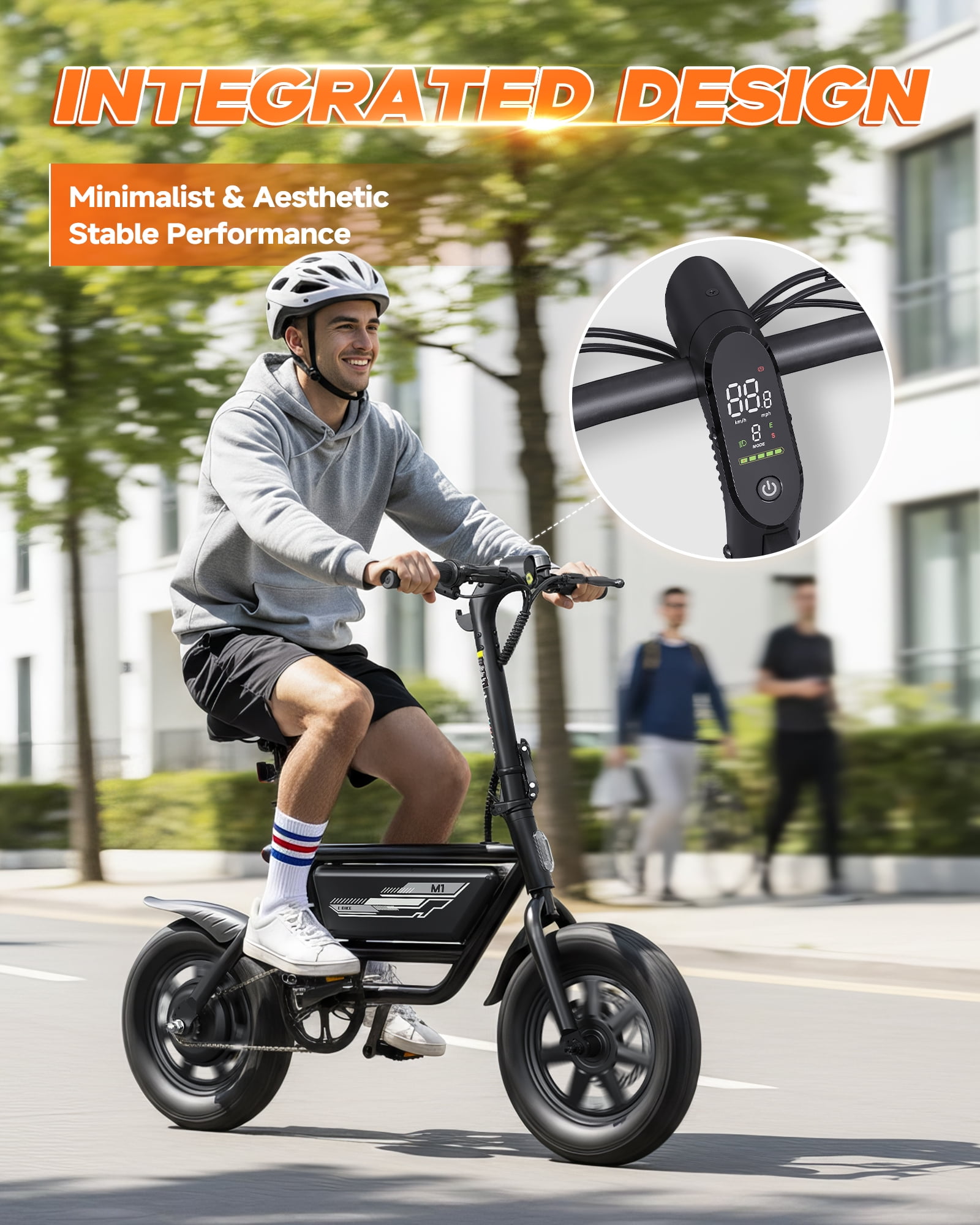 QNUT 14" Folding E-Bike for Adults/Teens - 750W Peak, 20MPH, 35-53 Mile Range (48V), 4-Speed, Comfort Seat, UL2849 Certified for City/Commuter Riding