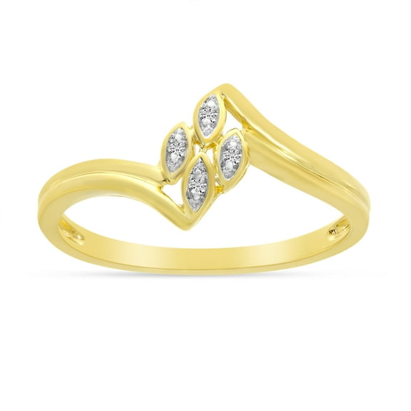 14K Yellow Gold Diamond Leaf Ring