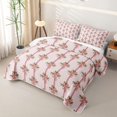 thumbnail image 3 of Erosebridal Vintage Bow Ribbon Twin Quilt Set for Girls, Holly Leaf Plant Twin Coverlet Set, 2 Pieces, 3 of 7