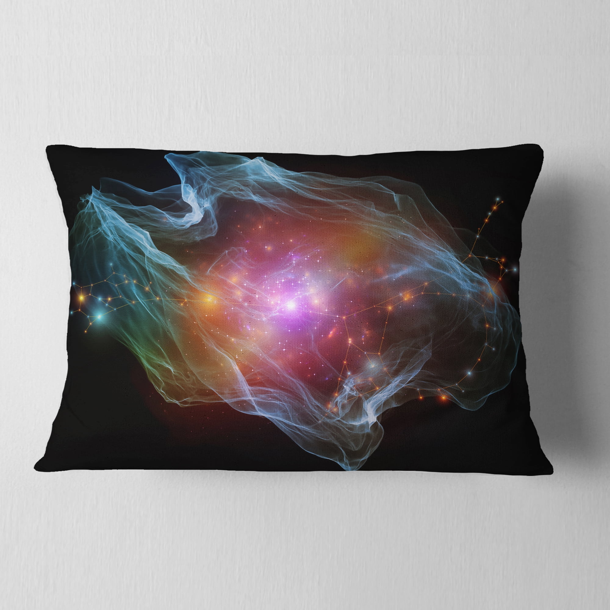 Designart Purple Lights of Network - Abstract Throw Pillow - 12x20