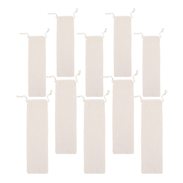 IDEANATEGRATE 10Ud Bolsas Para Pajitas Con Cordón Reutilizables De Y Lino Para Camping