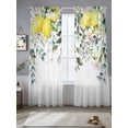 thumbnail image 4 of Sheer Curtain Panels Lemon Eucalyptus Leaves Rod Pocket Voile Window Curtains Floral Green Plant Window Treatments Ligh Filtering Privacy Curtain Drapes for Bedroom Living Room 2 Panel Set 96 Inch, 4 of 9