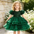thumbnail image 2 of Curuila Toddler Child Girls Dress Short Sleeve Solid Color Mesh Crew Neck Soft Casual Dresses Size 6 Years, 2 of 9