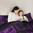 thumbnail image 5 of Manfei Spooky Skull Ghost Bedding Comforter Set,Gothic Theme Twin Comforter Sets,Purple Geometric Plaid Bedding Set,Ultra Soft Bedroom Decoration Reversible,2pcs, 5 of 8