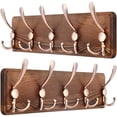 thumbnail image 1 of Soporte pared SKOLOO rústico: 16'' holgura, tablón madera pino 5 ganchos triples, percha granja colgar mochila, chaqueta, abrigo, sombrero, pack 2, 1 of 3