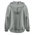 thumbnail image 5 of Women's Tunic Tops Winter Loose Fit Hooded Long Sleeve Cap One Shoulder with Pocket Solid Color Leisure Polyester Sweatshirts Hoodies(Grey,XL), 5 of 5