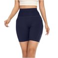 thumbnail image 5 of CFLVAEK Womens Bike Shorts with Pockets Comfy High Waist Biker Short Stretch Tummy Control Butt Lifting Shorts Solid Color Workout Cycling Shorts Navy XXL, 5 of 9