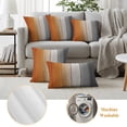 thumbnail image 5 of Outdoor Pillow Covers 26x26 Set of 2, Burnt Orange Gray Ombre Waterproof Patio Throw Pillow Covers for Couch Sofa Chair, Vintage Farmhouse Wooden Decorative Pillowcases for Throw Pillows, 5 of 9