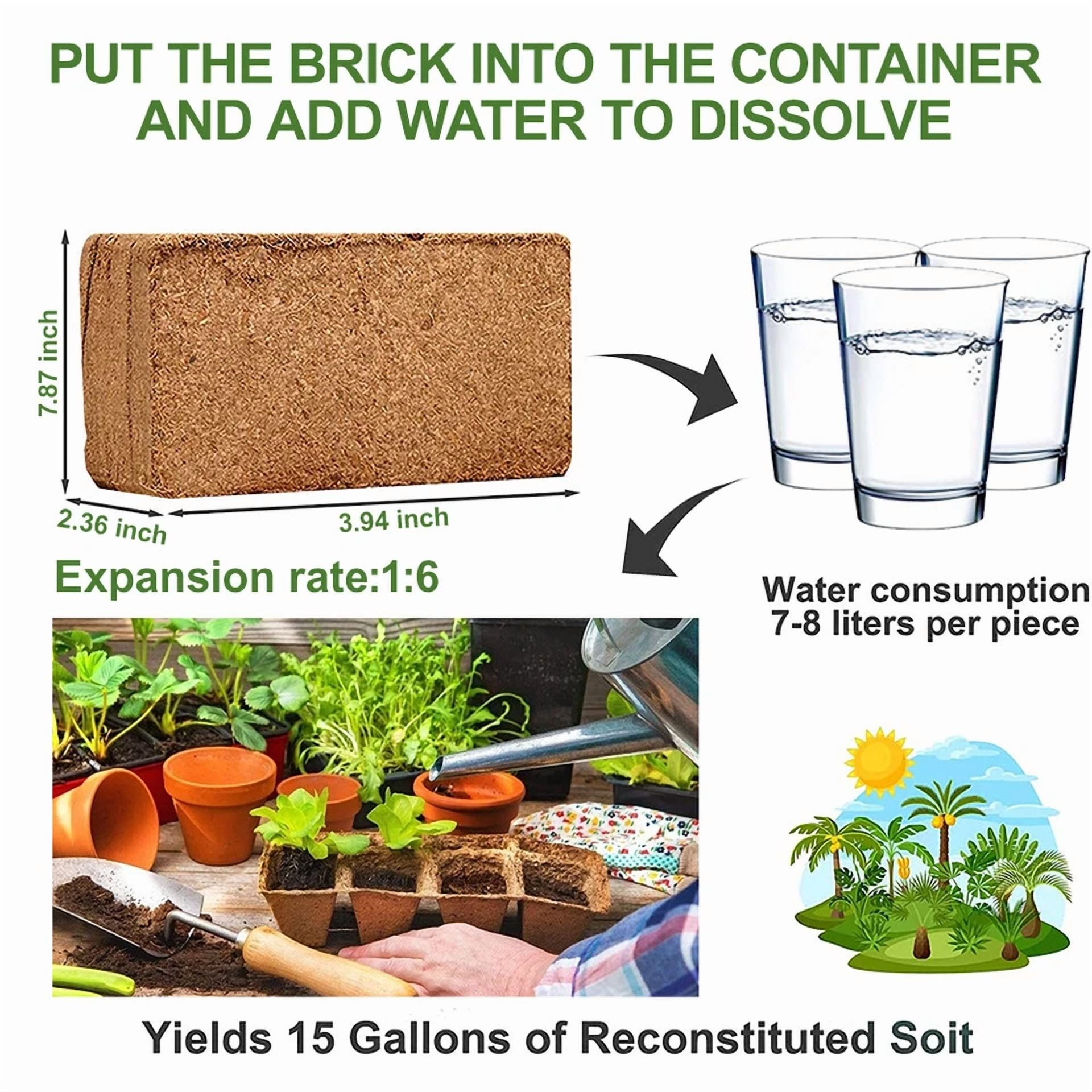 PURELY- 2 Pack 650G Fiber Potting Soil Growing Media Gardening Coco Coir Brick Coconut
