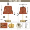 thumbnail image 2 of Tapered Desk Lamp with Antique Brass Base Table Lamps Dimmable LED Bulb Button Switch Night Light Terracotta Tones Feather Small, 2 of 8