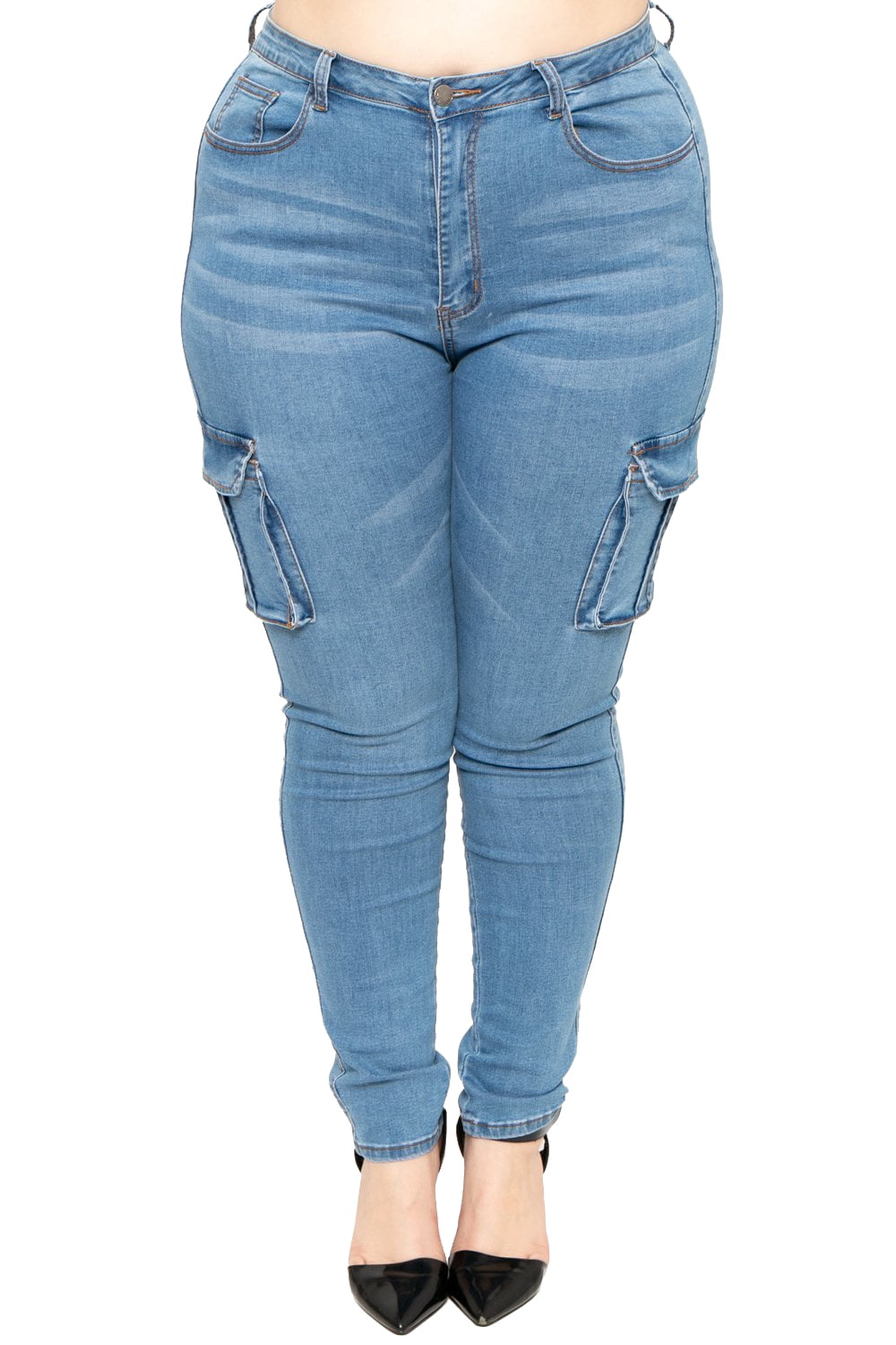 plus size denim cargo pants