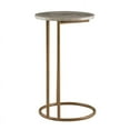 thumbnail image 3 of Linon Priscille Round Accent C-Table, Gold Metal Base with Neutral Capiz Shell Mosaic Seahorse Finish, 3 of 12