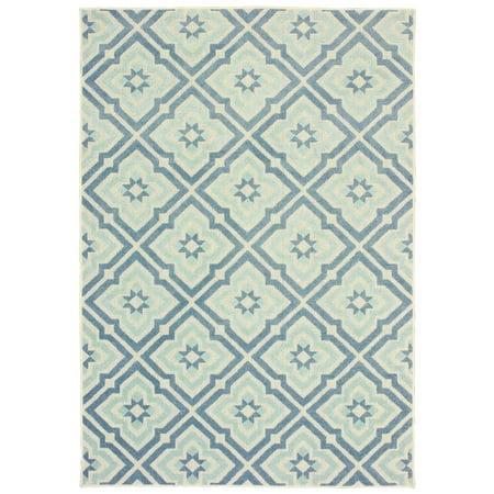 Diagonal Accent - Moretti Vail Area Rugs - 1801H Transitional Blue Diagonals Petals Diamond Spiked Rug