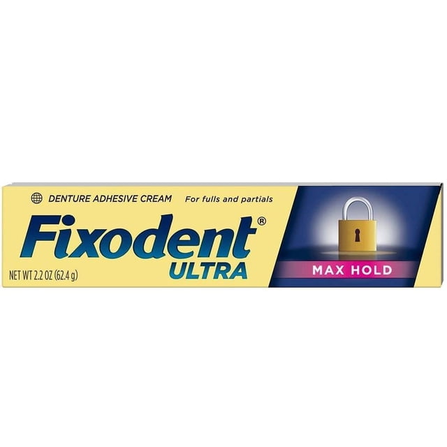 Adhesivo para Dentaduras Fixodent Ultra Max Fijación 62 g Paquete de 9