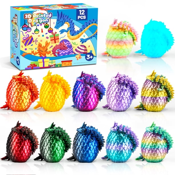 Juguetes Dragón Cybermaker Huevos de Pascua Impresos en 3D Set de 12 Piezas
