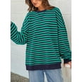 thumbnail image 2 of PRETTYGARDEN Womens Striped Oversized Sweatshirt Color Block Crew Neck Long Sleeve Casual Loose Pullover Top Y2K Clothes, 2 of 9