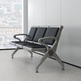 thumbnail image 2 of Kinbor 3-Seat Waiting Room Bench - PU Leather Waiting Room Chairs with Arms Airport Reception Bench, Lobby Bench Seating Office Bench Waiting Area Chairs for Airport Business Hospital Market, 2 of 9