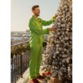 thumbnail image 4 of Christmas Pajamas for Family Green Satin Silk Button Down Shirts Pant Jammies Matching Pjs Outfits, 4 of 8