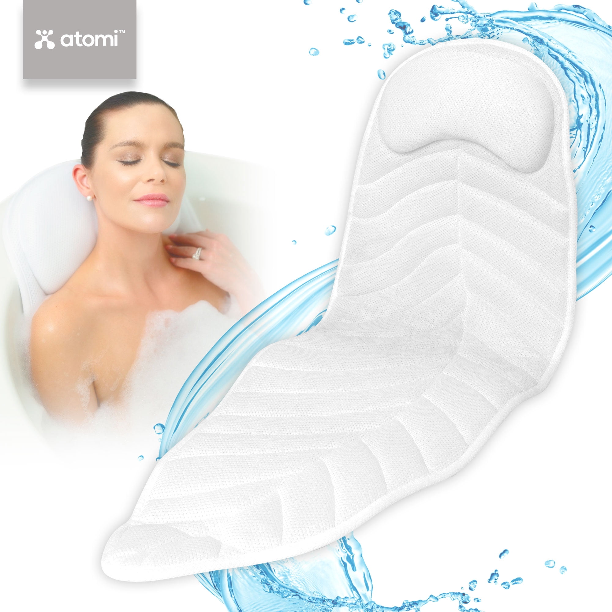 Atomi 48 Inch White Luxury Leaf Shaped Full Body Bath Pillow