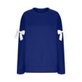 thumbnail image 5 of Trubkh Sweatshirts for Women Womens Sweat Shirts No Hood Sweatshirts for Women Trendy Embroidered Sweatshirt Hoodless Sweatshirt Womens Long Sleeve Tops for Women Blue Xl, 5 of 6
