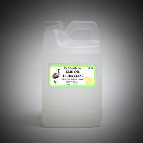 Dr Adorable - 64 oz - Australian Ultra Clear Emu Oil - Refined 100% Pure Organic Moisturizing Oil For Face Skin Hair