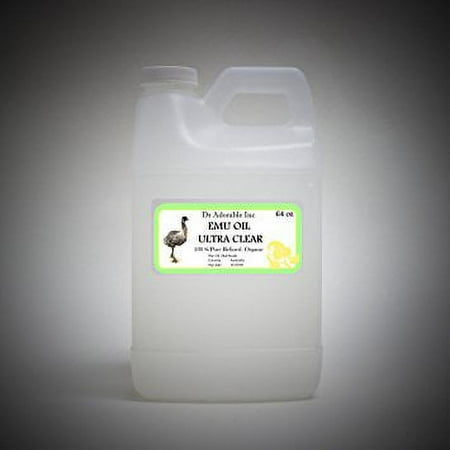 Dr Adorable - 64 oz - Australian Ultra Clear Emu Oil - Refined 100% Pure Organic Moisturizing Oil For Face Skin Hair