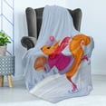 thumbnail image 4 of Squirrel Soft Flannel Fleece Throw Blanket, Fashionably Dressed Squirrel Skating with Hazelnut in Her Paws Snowy Winter, Cozy Plush for Indoor and Outdoor Use, 50" x 70", Multicolor, by Ambesonne, 4 of 5