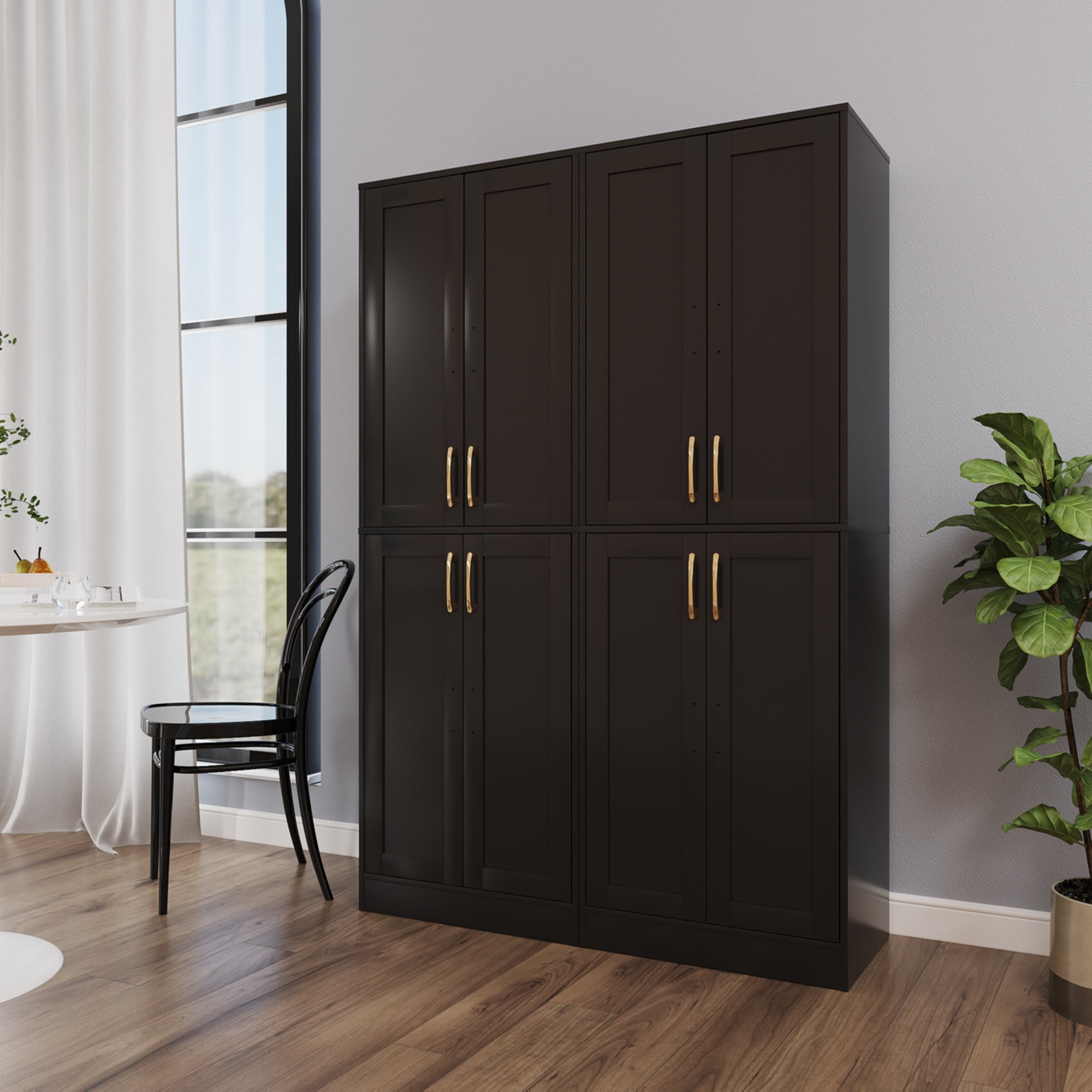 BOCVKENN 60.7" Tall Kitchen Pantry,Farmhouse Storage Cabinet withAdjustable Shelves,Farmhouse Pantry Cabinet with 4Doors,for Kitchen,Dining Room,Living Room