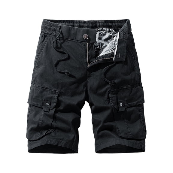 Eryao Mens Big and Tall Cargo Shorts Knee Length Elastic Waist Pants with Pockets Casual Outdoor Work Hiking Shorts,Black,40