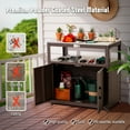 thumbnail image 4 of Feasto Garden Potting Bench with Storage Cabinet,Outdoor Gardening Table & Work Bench for Plants, Horticulture,Outdoor Workstation with Stainless Steel Tabletop,Outdoor Work Table,Brown, 4 of 8