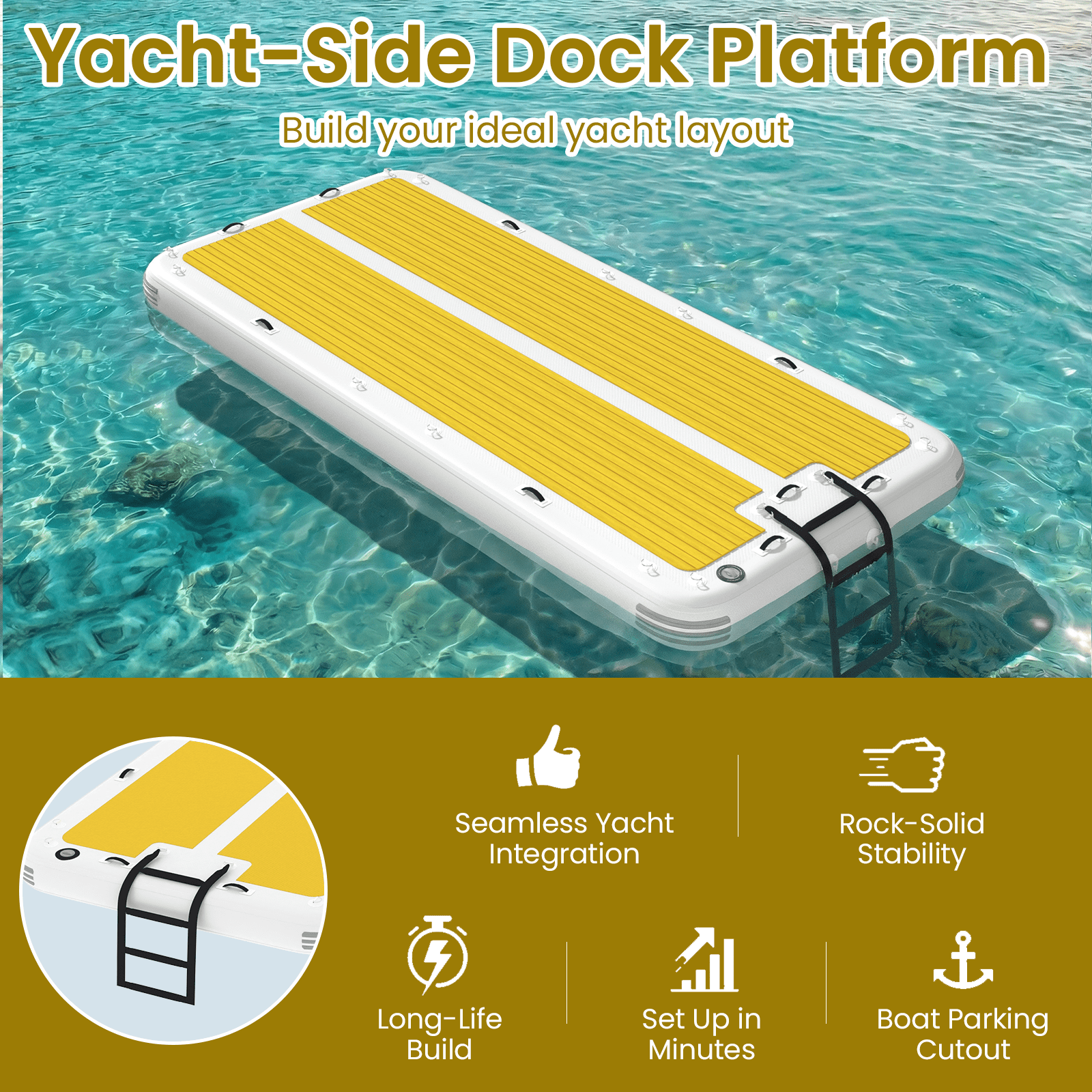 Bezliving 15'x6.5' Inflatable Floating Platform with 5mm EVA Non-Slip Pad, Fits 15 People, for Lake, Pool & Ocean Use