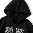 thumbnail image 6 of XIAOCHA Womens Rhinestone Skeleton Print Hoodie Oversized Long Sleeve Hooded Zip Up Jacket Soft Gothic Street Hoodies, 6 of 7