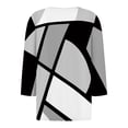 thumbnail image 5 of Camiseta de Mujer Camiseta Estampado Botón Manga 3/4 Diario Fin de Semana Moda Básica Cuello en V Regular Top Gris Claro/S, 5 of 5