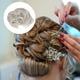 thumbnail image 2 of Extensiones de cabello sintético con cola de caballo para mujer, con moño, elástico y ondulado (gris), 2 of 8
