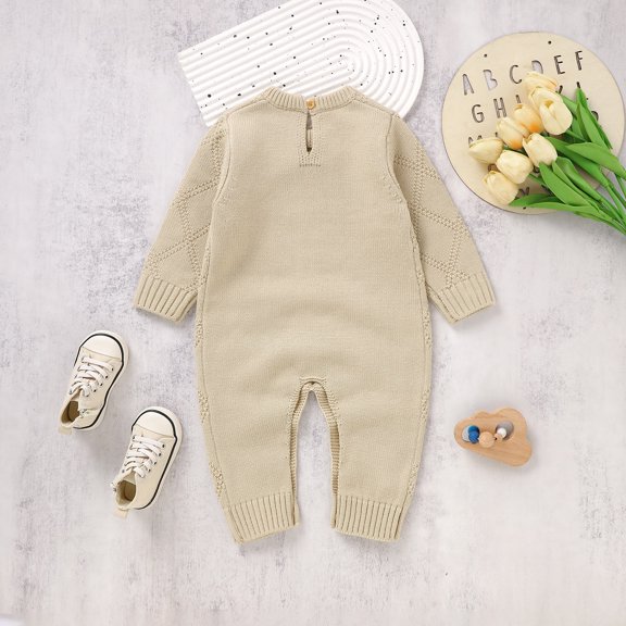 Vedolay Boy's Jumpsuits Boys Ruffle Sleeve Jumpsuit Winter High Waist Crewneck Pocket Long Romper Jumpsuit,Khaki 3-6 Months