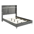 thumbnail image 1 of Jenny Queen Size Bed- Wingback Fluted Upholstered Headboard- Gray, 1 of 6